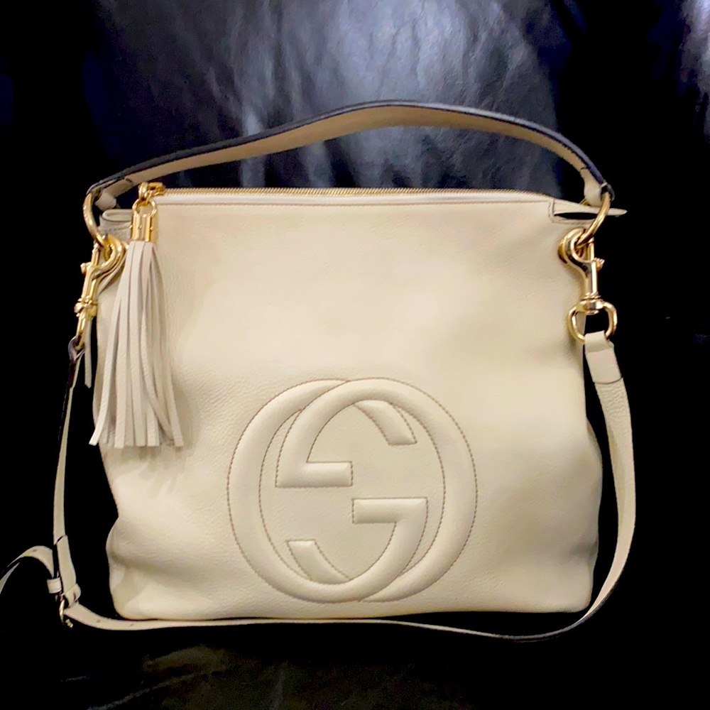 Gucci White Large Soho leather hobo
